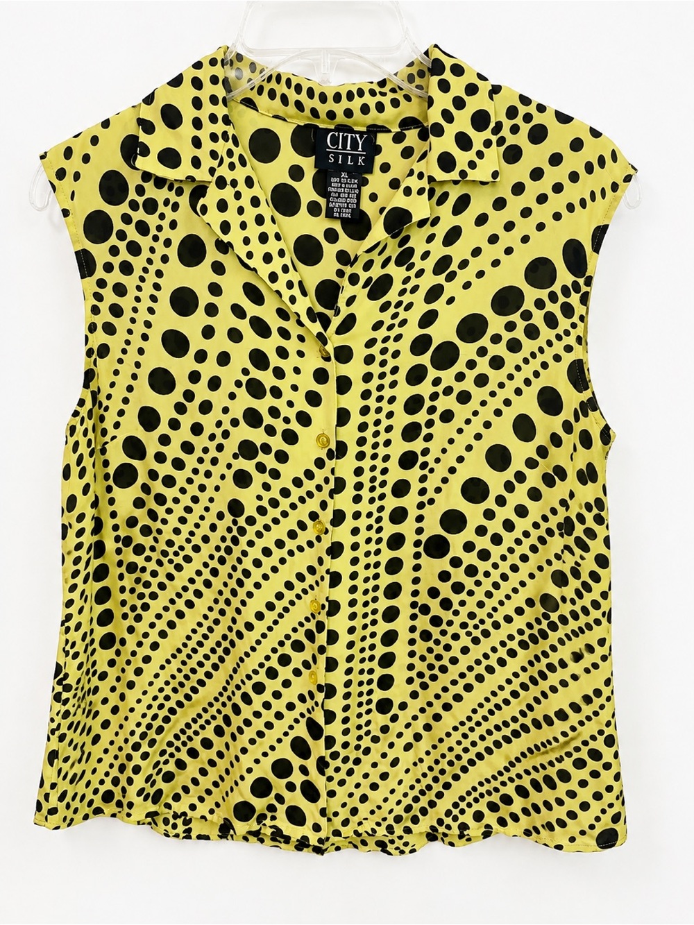 City Silk 100% Silk Polka Dot Sleeveless Blouse XL Avant Garde Vintage